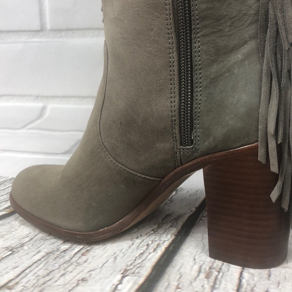 GIANNI BINI Fringe gray leather boots block heel - Picture 4 of 8